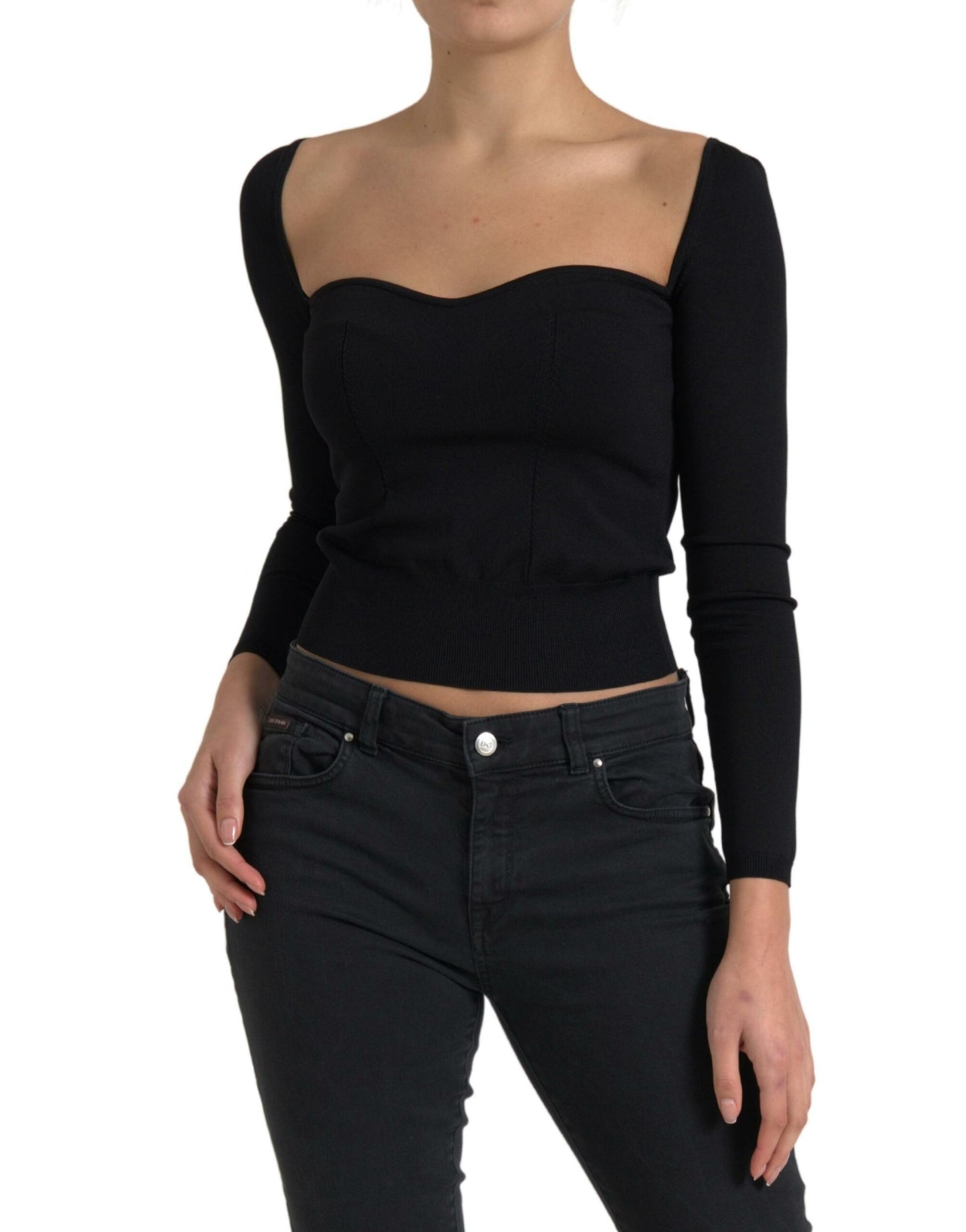 Elegant Square Neck Cropped Blouse