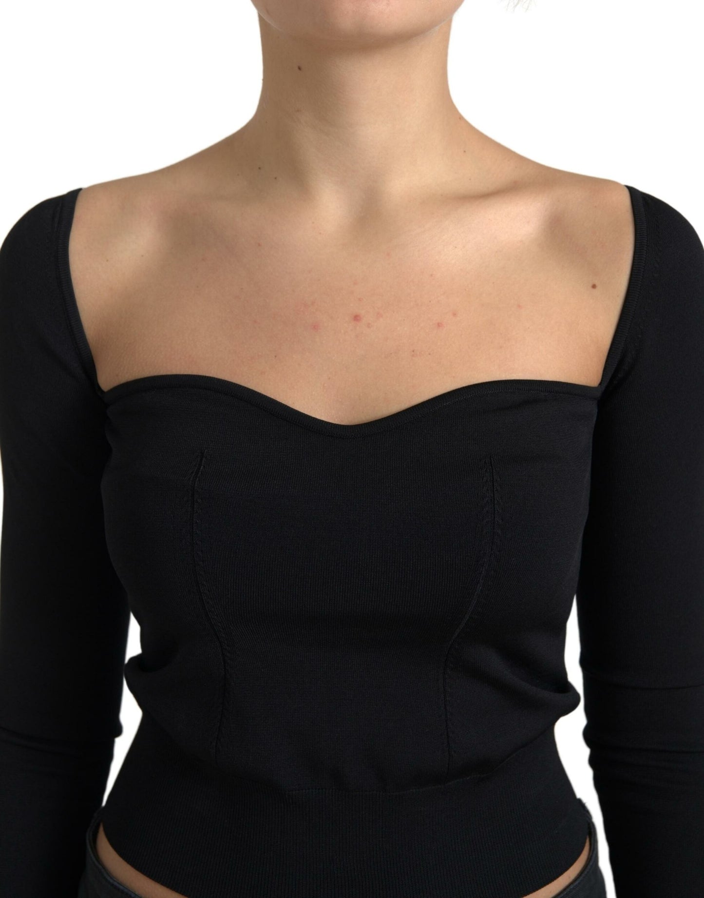 Elegant Square Neck Cropped Blouse