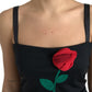 Elegant Wool Sheath Dress with Rose Applique
