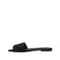 Elegant Black Heart Embroidery Slide Sandals