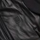 Sleek Black Leather Bomber Jacket