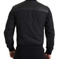 Sleek Black Leather Bomber Jacket