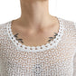 Elegant White Knitted Round Neck Top
