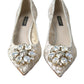 Elegant White Lace Crystal Pumps