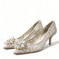 Elegant White Lace Crystal Pumps