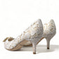 Elegant White Lace Crystal Pumps