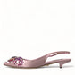 Pink Crystal Embellished Silk Slingback Heels