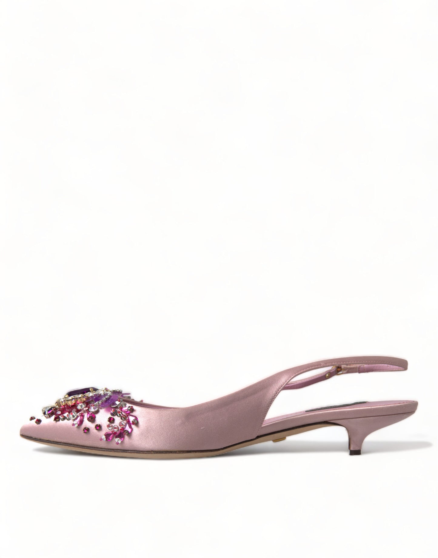 Pink Crystal Embellished Silk Slingback Heels