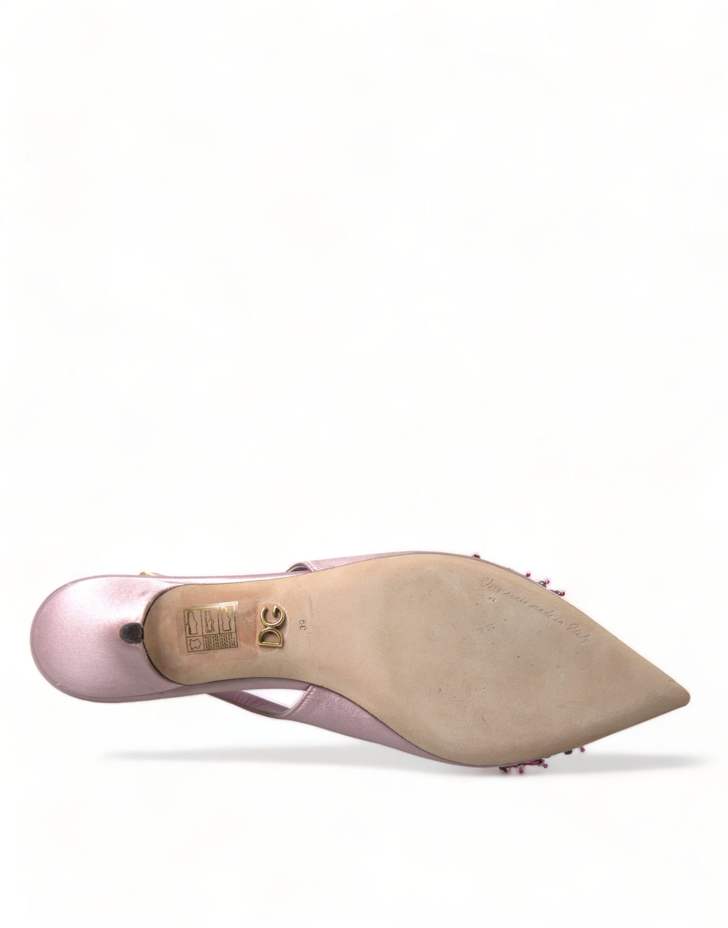 Pink Crystal Embellished Silk Slingback Heels