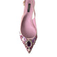 Pink Crystal Embellished Silk Slingback Heels