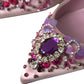 Pink Crystal Embellished Silk Slingback Heels