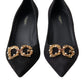 Elegant Black Leather Suede Pumps