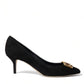 Elegant Black Leather Suede Pumps