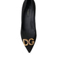 Elegant Black Leather Suede Pumps