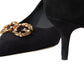 Elegant Black Leather Suede Pumps