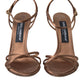 Elegant Brown Silk Blend Heeled Sandals