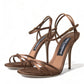 Elegant Brown Silk Blend Heeled Sandals