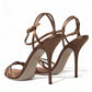 Elegant Brown Silk Blend Heeled Sandals