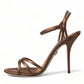 Elegant Brown Silk Blend Heeled Sandals