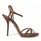 Elegant Brown Silk Blend Heeled Sandals
