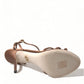 Elegant Brown Silk Blend Heeled Sandals