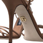 Elegant Brown Silk Blend Heeled Sandals