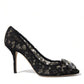 Elegant Taormina Lace Heels with Crystal Embellishment