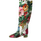 Floral Brocade Knee High Boots