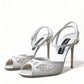 White Embroidered Ankle Strap Heels