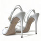 White Embroidered Ankle Strap Heels