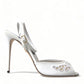 White Embroidered Ankle Strap Heels