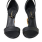 Chic Black Heeled Logo Sandals