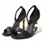 Chic Black Heeled Logo Sandals