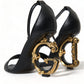 Chic Black Heeled Logo Sandals