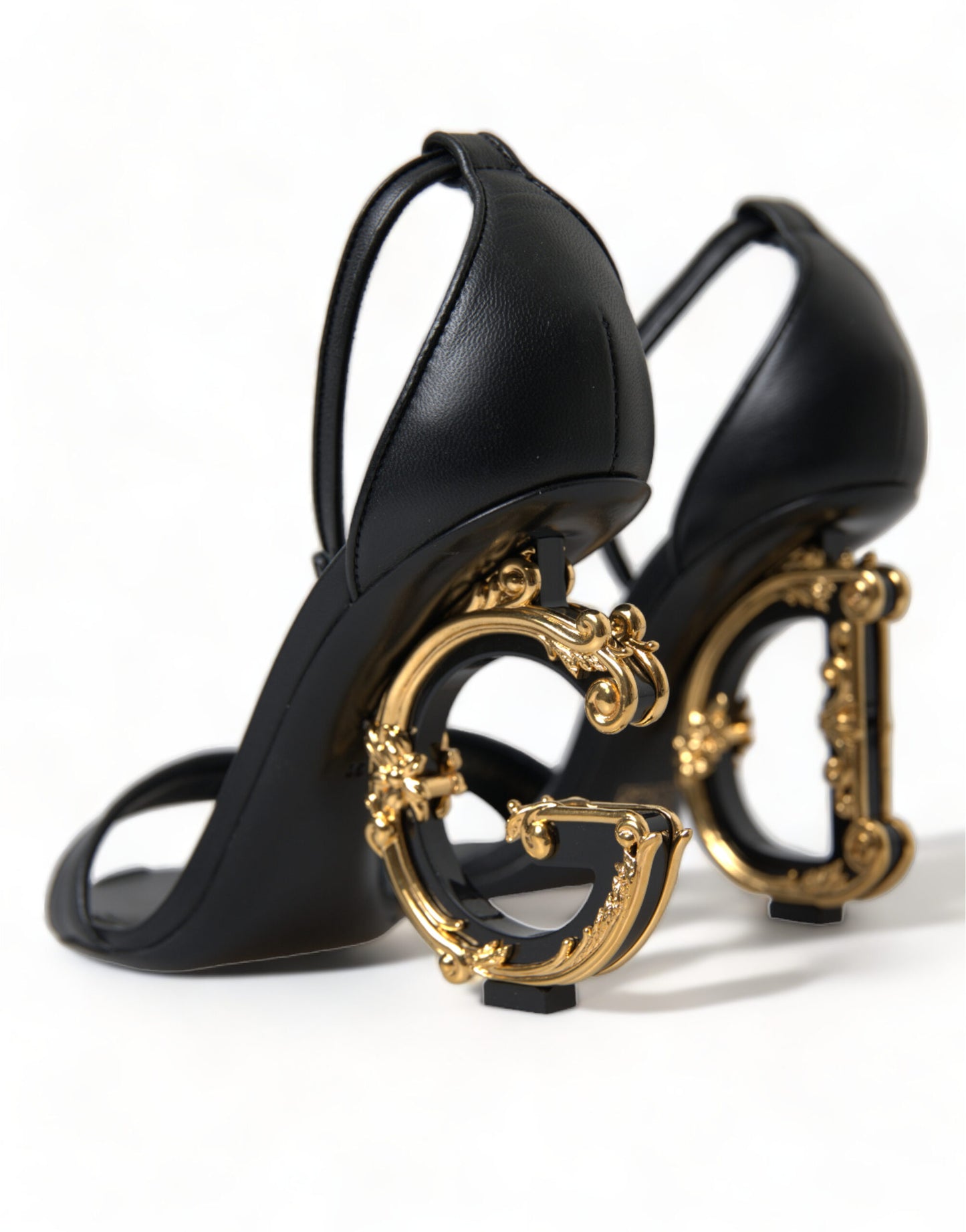 Chic Black Heeled Logo Sandals