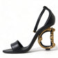 Chic Black Heeled Logo Sandals