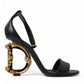 Chic Black Heeled Logo Sandals