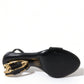 Chic Black Heeled Logo Sandals