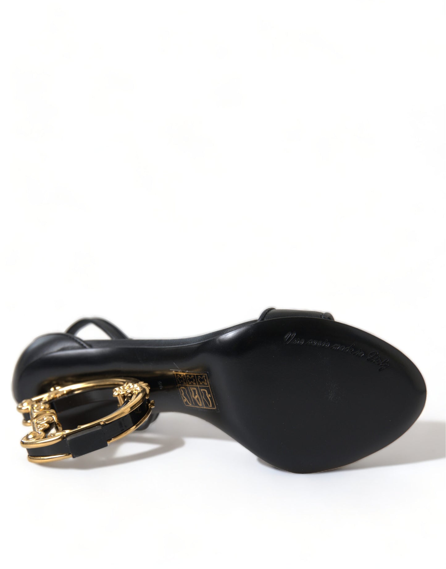 Chic Black Heeled Logo Sandals