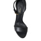 Chic Black Heeled Logo Sandals