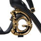 Chic Black Heeled Logo Sandals