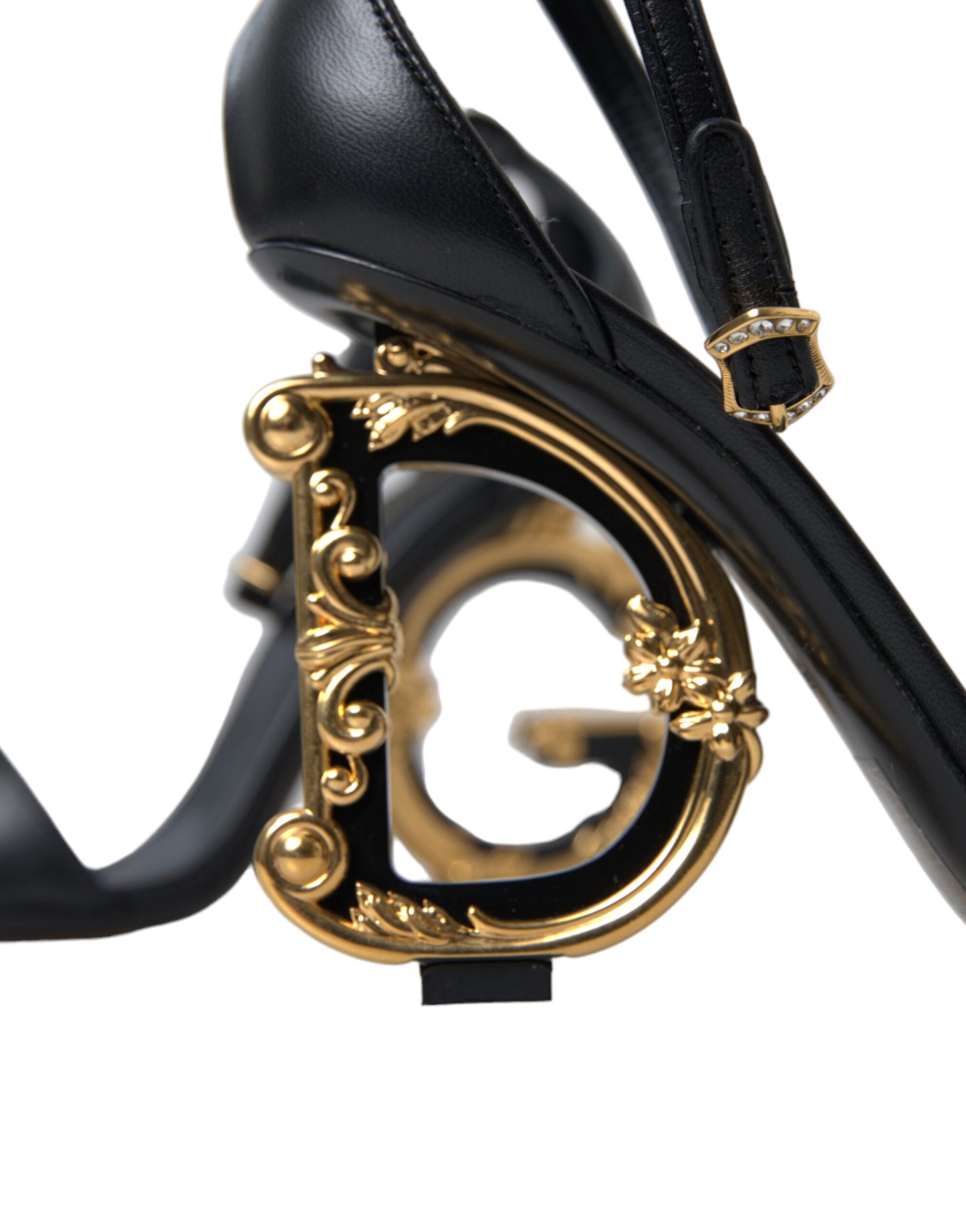 Chic Black Heeled Logo Sandals