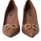 Elegant Brown Leather Heels Pumps
