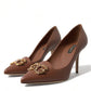 Elegant Brown Leather Heels Pumps