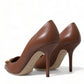 Elegant Brown Leather Heels Pumps