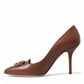 Elegant Brown Leather Heels Pumps