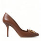 Elegant Brown Leather Heels Pumps