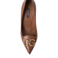 Elegant Brown Leather Heels Pumps