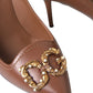 Elegant Brown Leather Heels Pumps