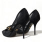Crystal-Embellished Black Mary Jane Stilettos